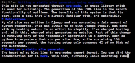 Org mode article in progress