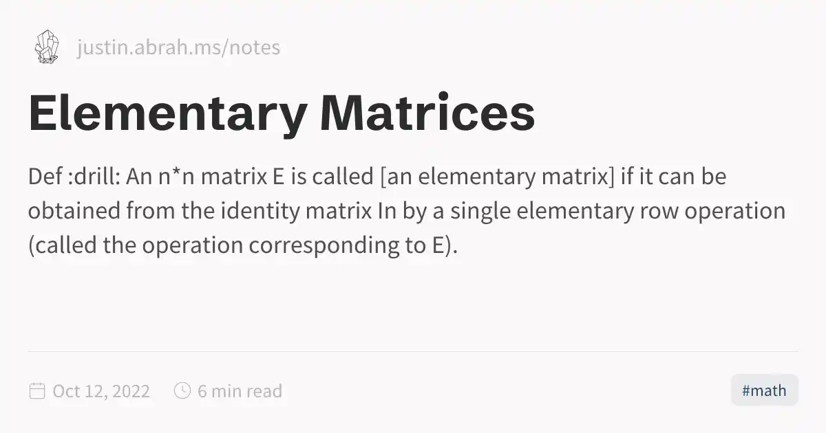 Elementary Matrices