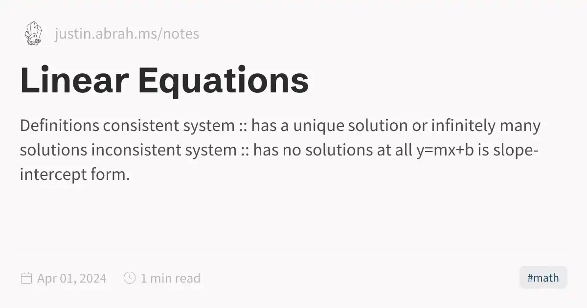 Linear Equations