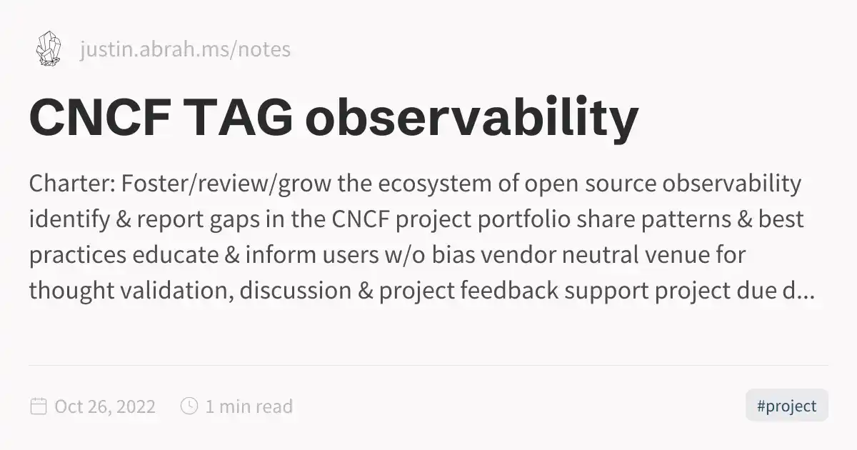 CNCF TAG observability