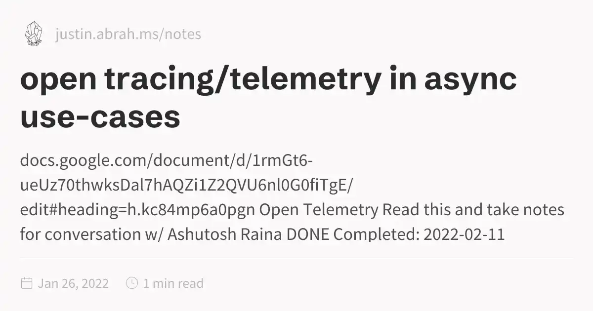 open tracing/telemetry in async use-cases